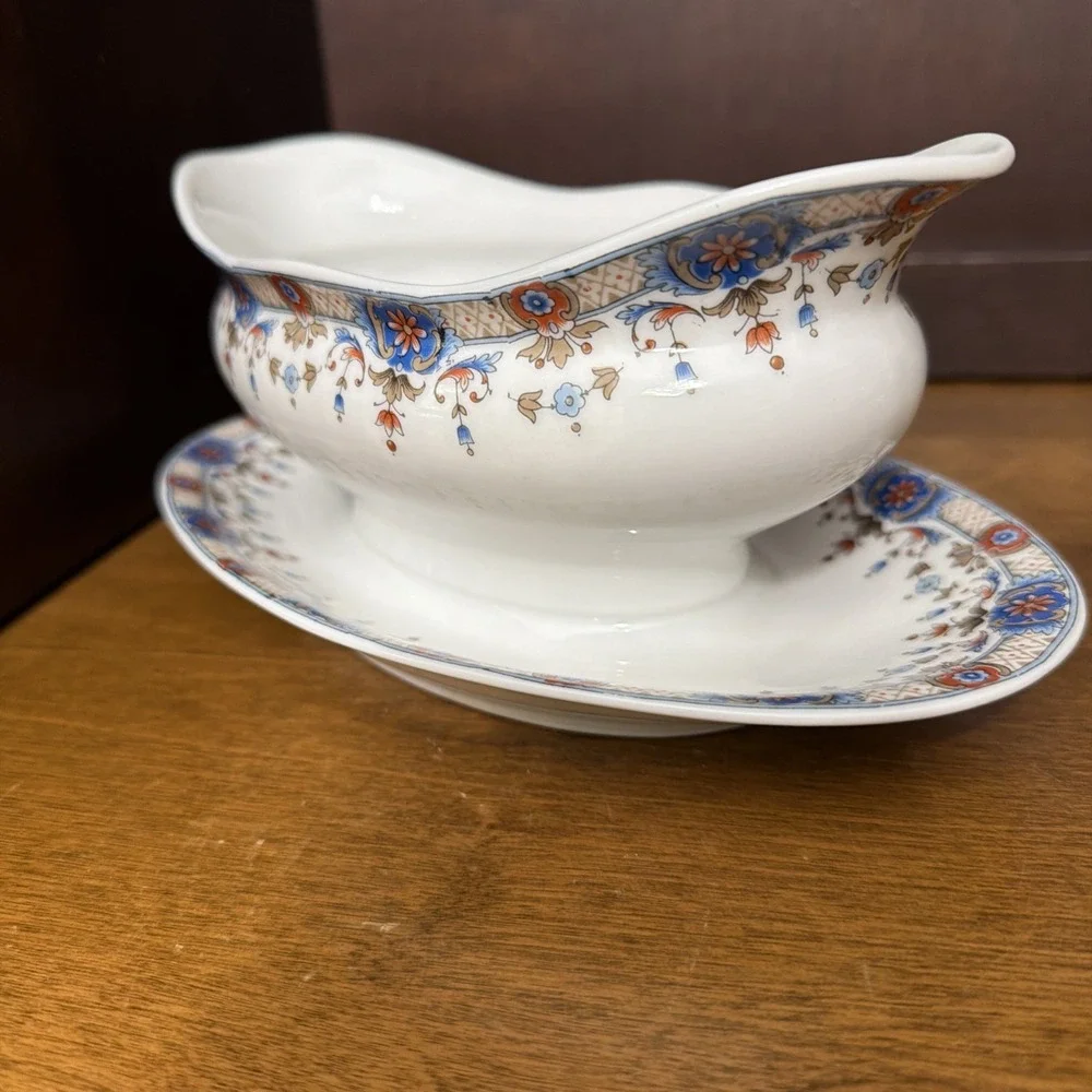 Union Céramique Sauce Gravy Boat 1900s Limoges France MF&C Chicago Antique